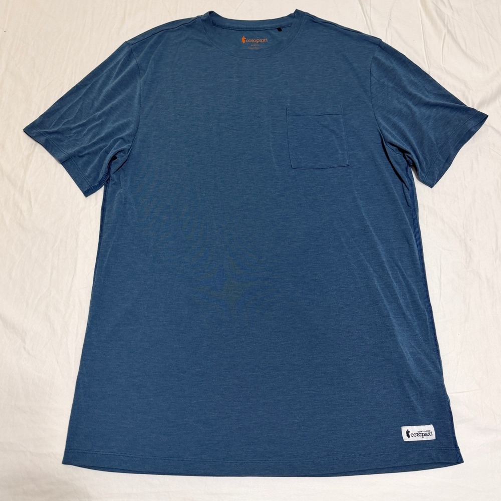 Cotopaxi Short Sleeve Pocket T-Shirt Mens XL Blue Recycled Polyester Tencel
